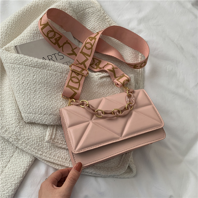 Bolso de hombro pequeño para mujer estilo INS diseño cuadrado simple con correa ancha moda casual