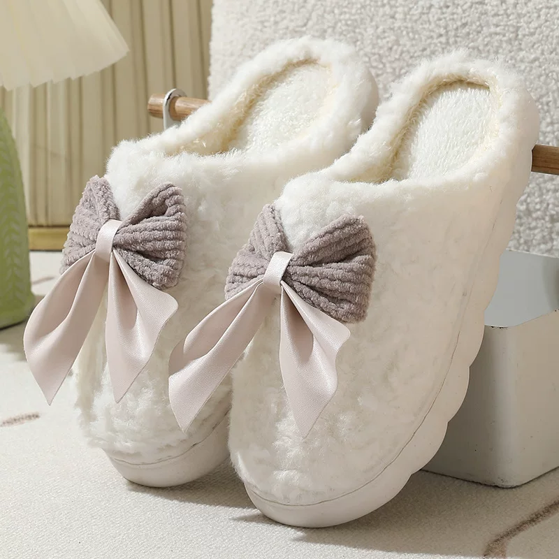 Demi-season slippers with bow, non-slip keep warm comfortable footwear for pregnant