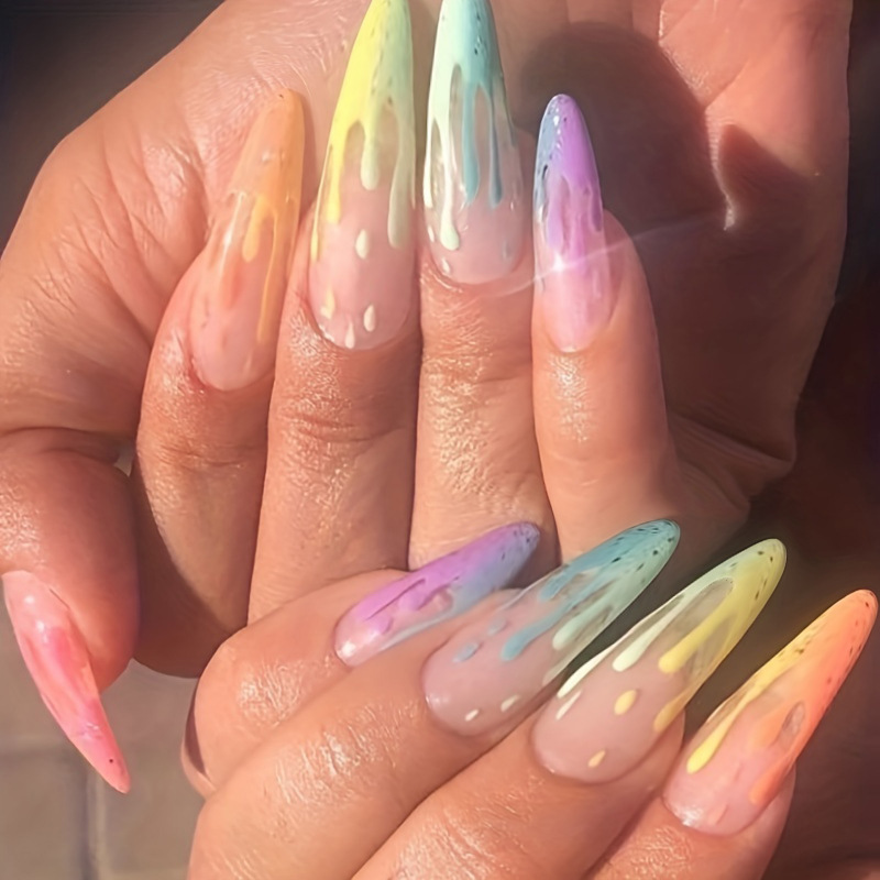 Foreign Trade Sweet Rainbow Magic Juice Nail Polish European and American Style Removable Wearable Nails Press on Nails Foreign Trade Sweet Rainbow Magic Juice Nail Polish European and American Style Removable Wearable Nails Press on Nails