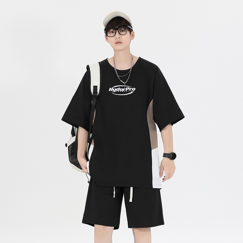 Traje deportivo suelto de estilo chino Camiseta de manga corta helada de verano para hombre Traje de pantalones cortos casuales de gran tamaño ligero y transpirable