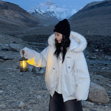 2025新款明星同款大毛领派克羽绒棉服女新款冬季保暖加厚工装棉袄