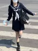 [新绀三本长袖+39cm【A】短裙+白色三角巾]