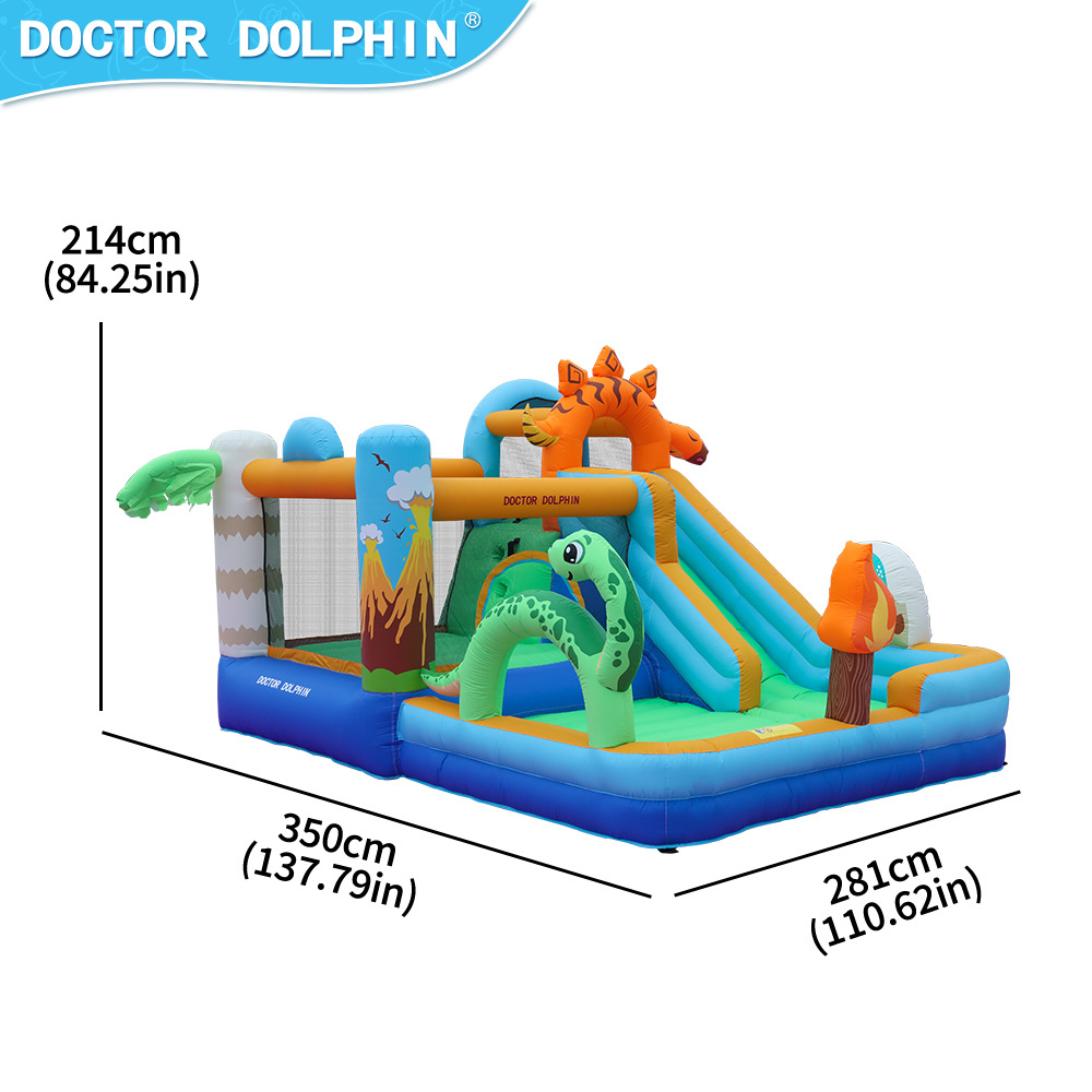 Castillo inflable infantil Doctor Dolphin, trampolín para fiestas al aire libre, pequeño parque de atracciones, castillo inflable con tobogán combinado