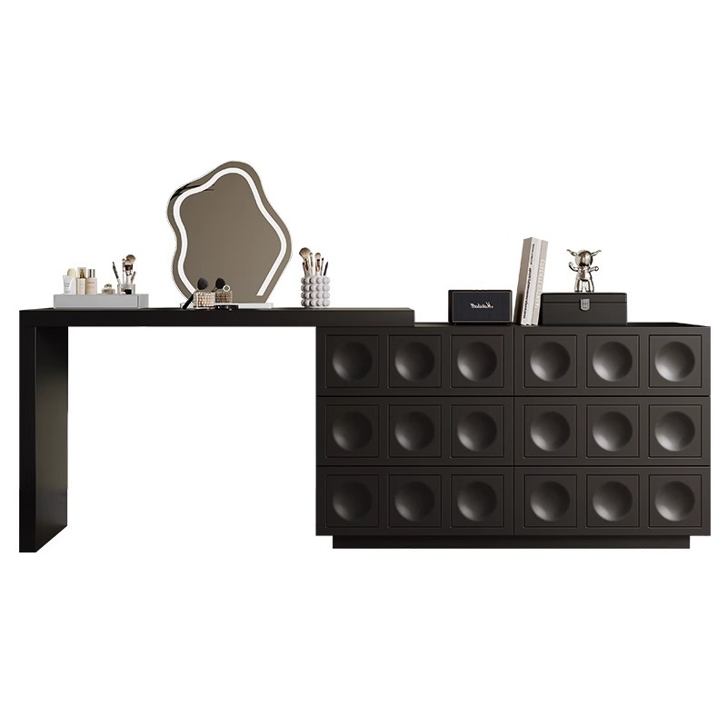 Mesa de madera negra sólida armario de almacenamiento armario de almacenamiento en un pequeño tipo de leche blanca dormitorio casero mesa de maquillaje armario de cama