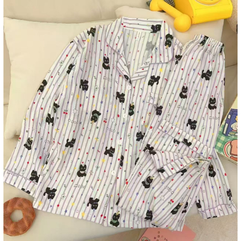 云朵棉 睡衣女春秋季高级感长袖外穿简约休闲家居服套装|undefined