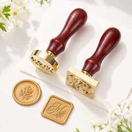 厂家定制来图设计LOGO 火漆蜡印章实心黄铜雕刻木柄复古火漆印章