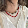 Red advanced pendant, necklace, trend fashionable universal demi-season accessory, high-quality style