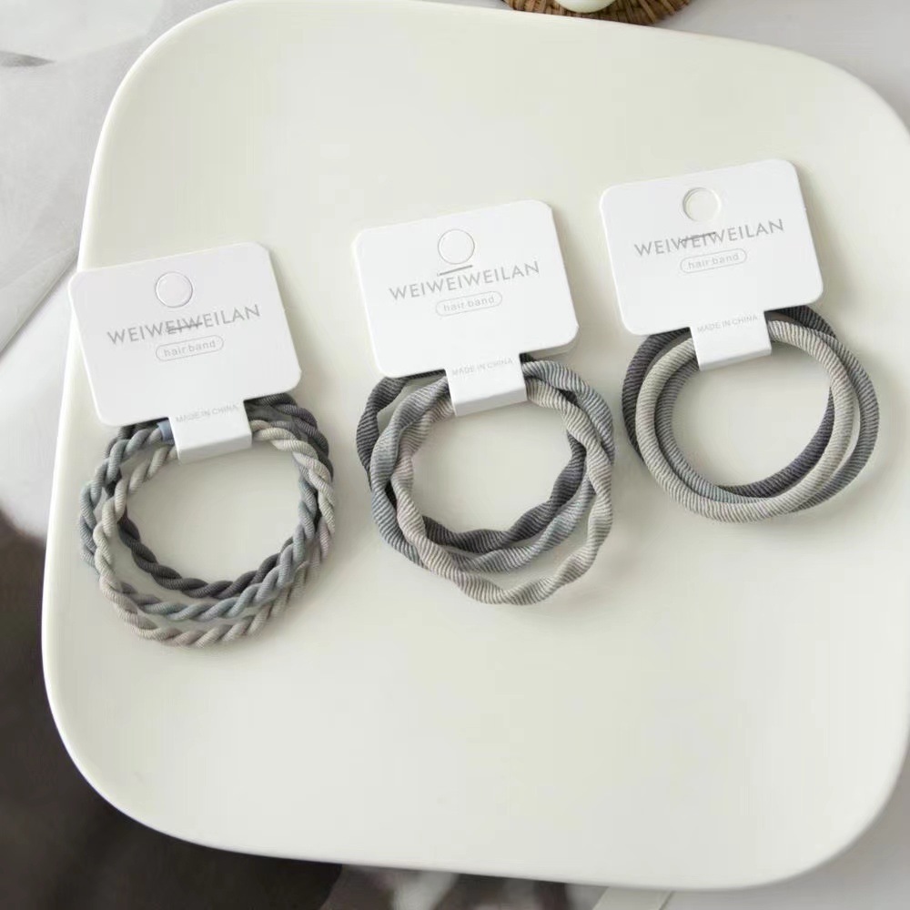 Ins viento frío gradiente gris 3 correas para el cabello gruesas y de alta elasticidad bandas de goma para atar el cabello