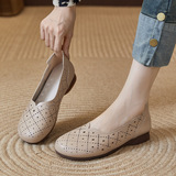 Летние сандалии для матери, нескользящая обувь, из натуральной кожи, для среднего возраста, большой размер