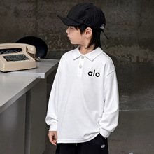 外贸跨境儿童纯棉长袖POLO衫春秋装男童潮牌帅气翻领白色上衣体恤