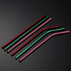 Green fuchsia straw stainless steel, silica gel spray paint with accessories, tableware, gradient