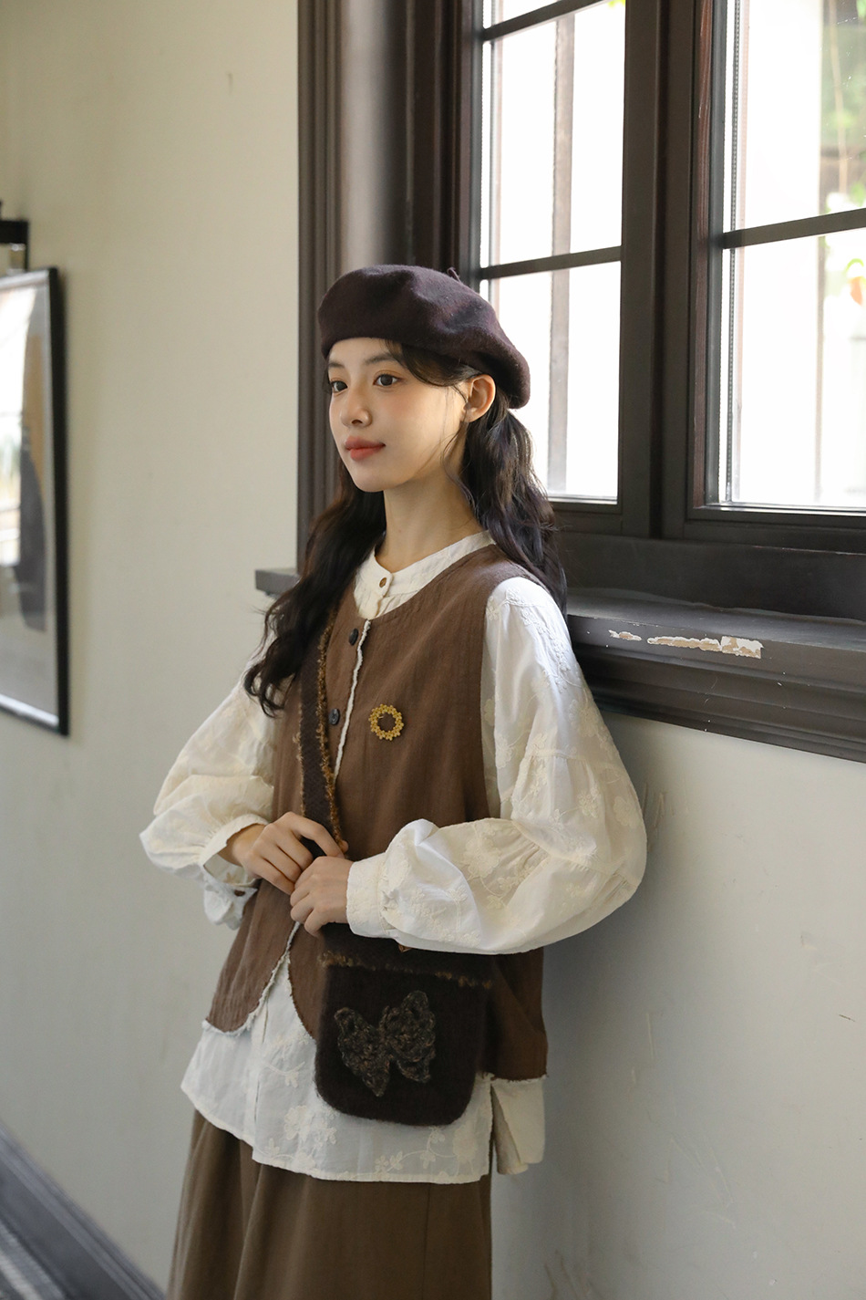 Real Shot: Japanese-style Design, Elaborate Embroidery, Pure Cotton Women's Shirt, Spring French Vintage High-end Shirt_ecoleips.com
