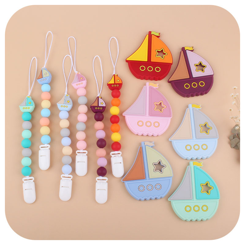 Bebé colorido de silicona vela juguete mordedor bebé Cadena de chupete de silicona AliExpress Venta caliente teether traje