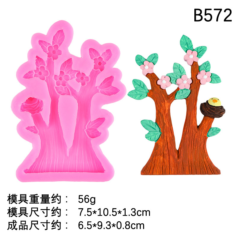 Molde de silicona con forma de árbol Molde de pastel de chocolate con fondant de flor de durazno Molde de horneado decorativo