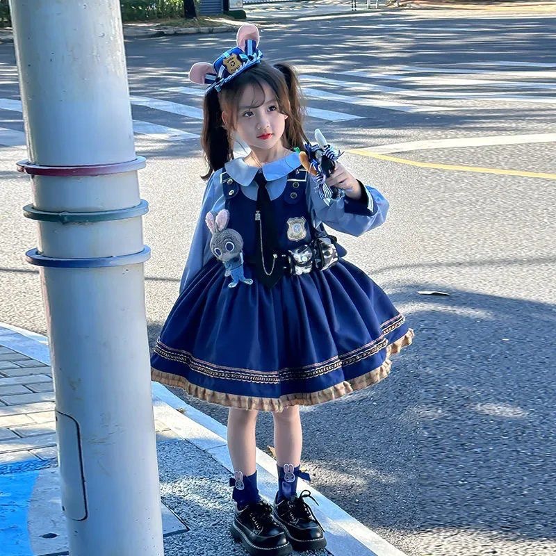 Judi Pantalones Niños Lolitacos Policía Ropa Niñas Primavera Verano Bebé Lolita vestido de cumpleaños