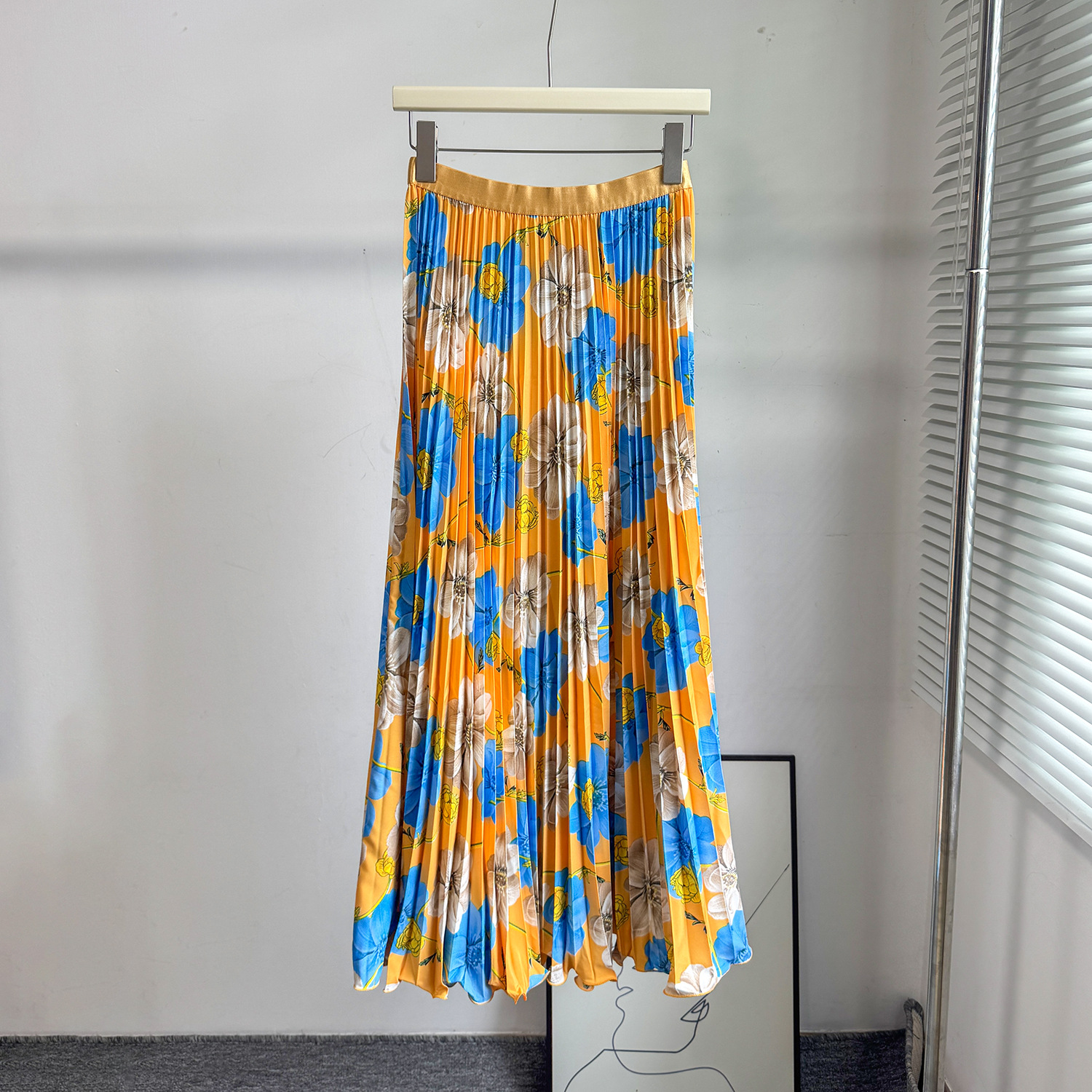 Women's Retro Print Pleated Skirt High Waist A-Line Midi Fashion Skirt for Commuting Summer Long Skirt European And American Style_ecoleips.com
