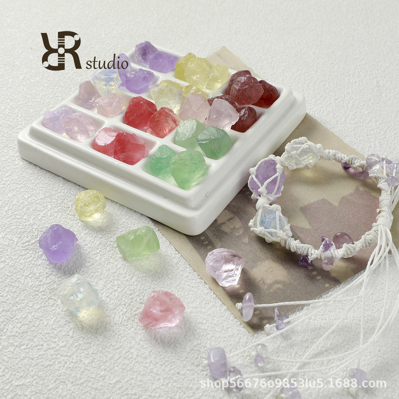 Natural stone] no empty small particles hand woven rope bracelet handmade diy winding crystal material loose beads jewelry