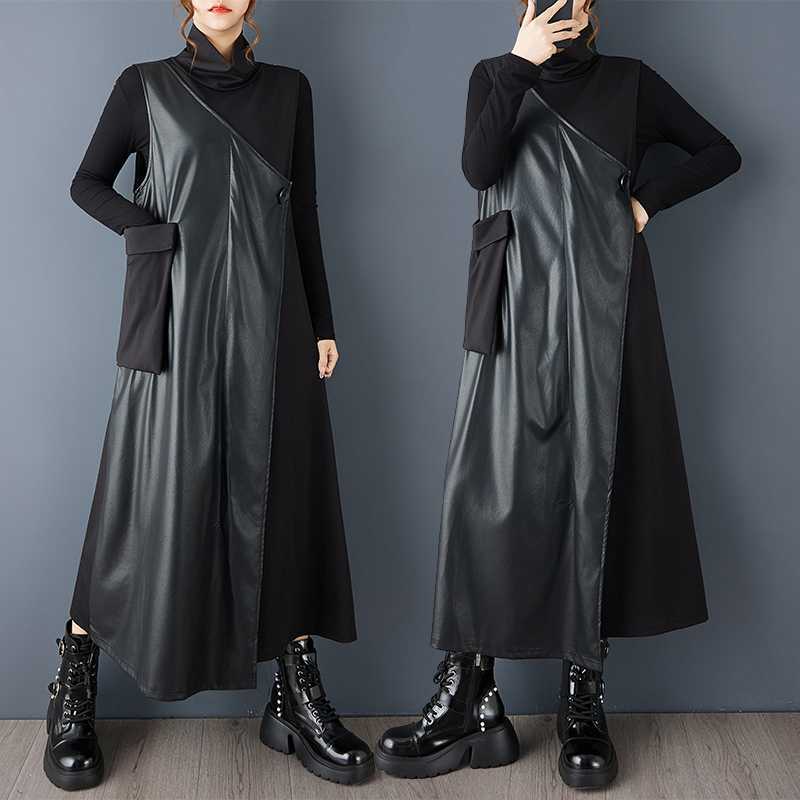 Autumn retro polyurethane elegant dress