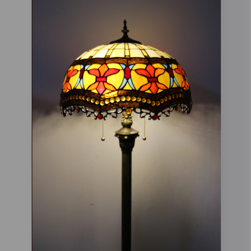 Study Living Room Exhibition Hall Floor-Standing European Lamp Tiffany Handmade Floor Lamp Huihui Tiffany Lamp New Lighting