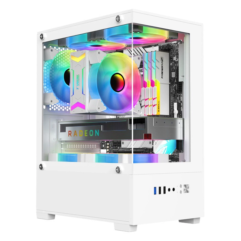 Девятихвостая лиса T09 без колонн с видом на море Комната MINI Компьютерное шасси Настольный рабочий стол matx side diy корпус белый