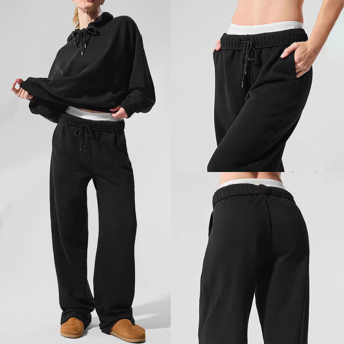 aIo nuevo pantalones casuales sueltos de piernas anchas primavera y otoño de dopamina pantalones de color sólido de pull-out pantalones casuales image 1