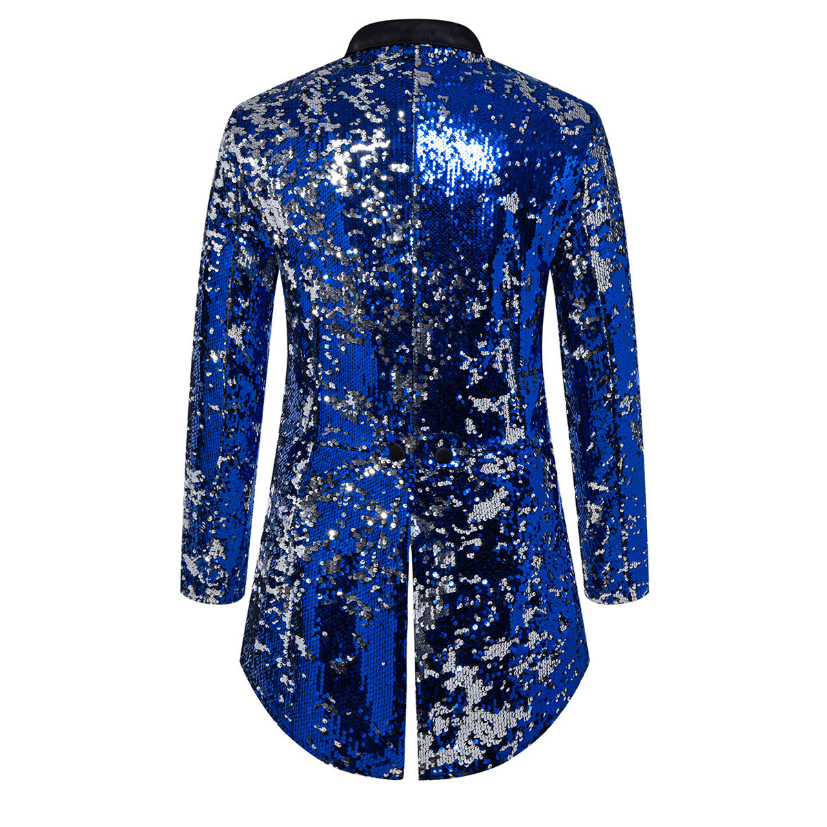 Men's Stylish Sequin Tuxedo Suit For Stage Performances & Formal Events - Slim Fit Tailcoat With Rhinestone Details (Gold, Burgundy, Blue)_voghion.com