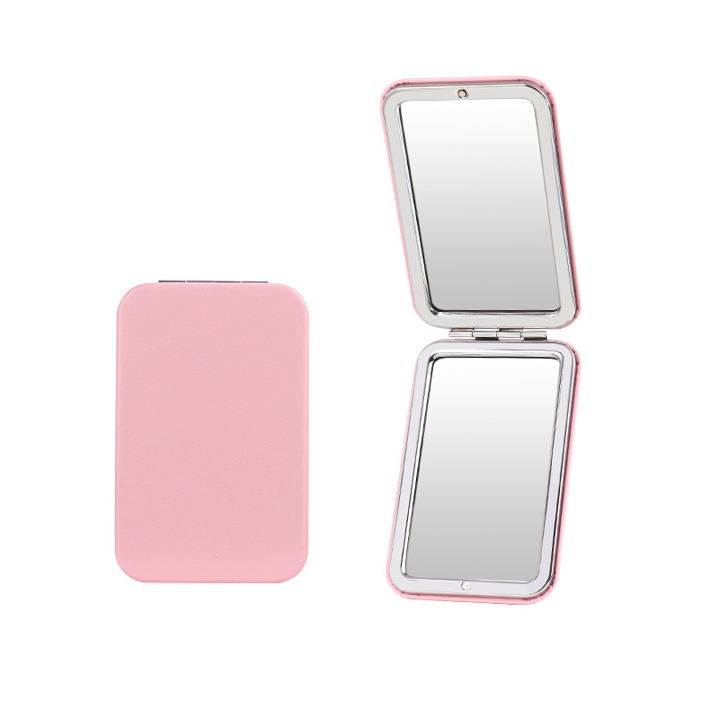 Spot al por mayor personalidad creativa celebridad de Internet PU portátil espejo de maquillaje plegable 97 espejo de moda rectangular espejo de doble cara