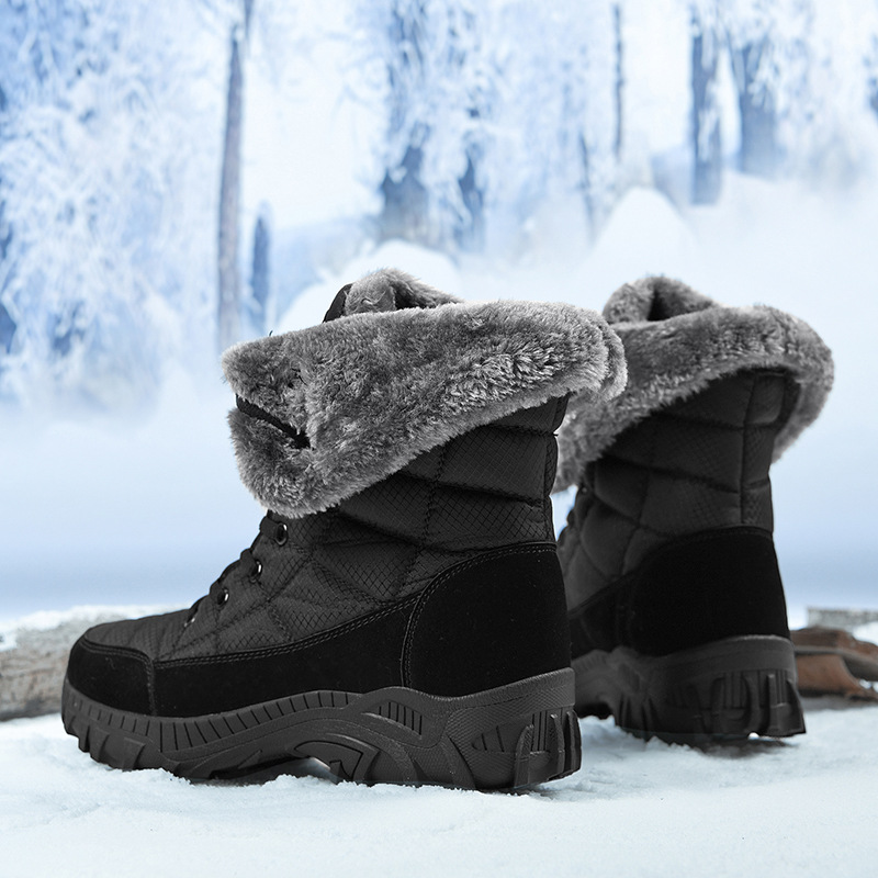 2024 Invierno nuevas botas de nieve forradas de lana de los Hombres Calientes de moda zapatos de los hombres de alta superior montañismo al aire libre engrosada de los hombres de algodón acolchado zapatos