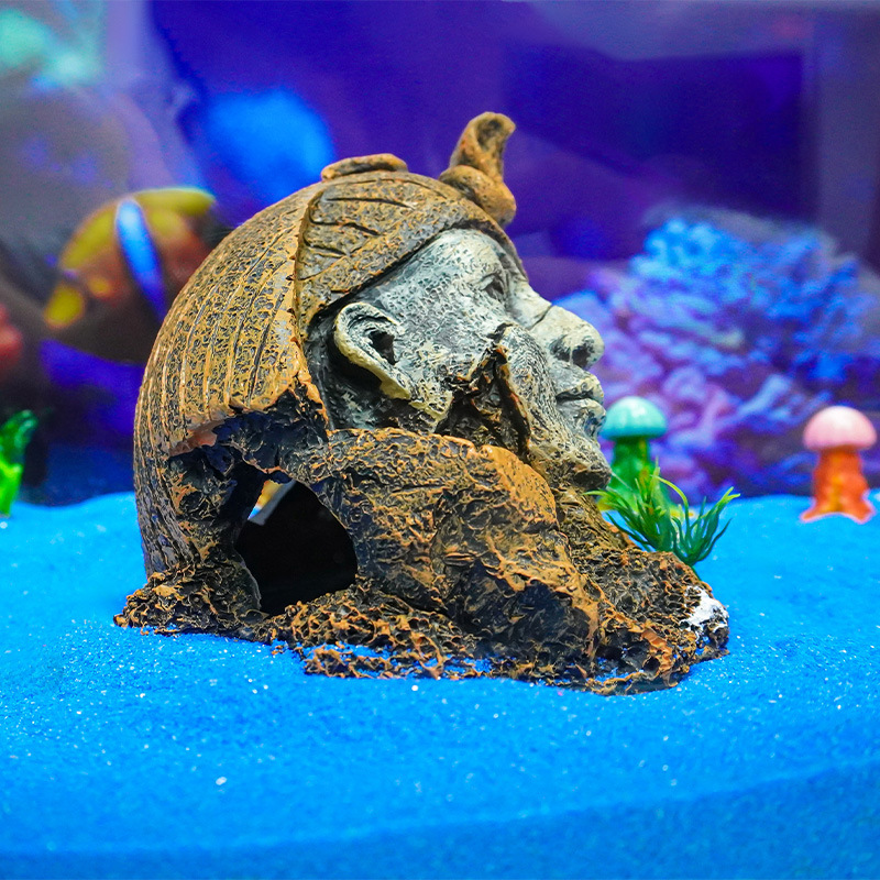 Artículo Popular Transfronterizo: Estatua de Faraón de Resina, Decoración para Acuarios, Paisajismo para Peceras, Plantas Acuáticas, Casa de Escondite Egipcia.