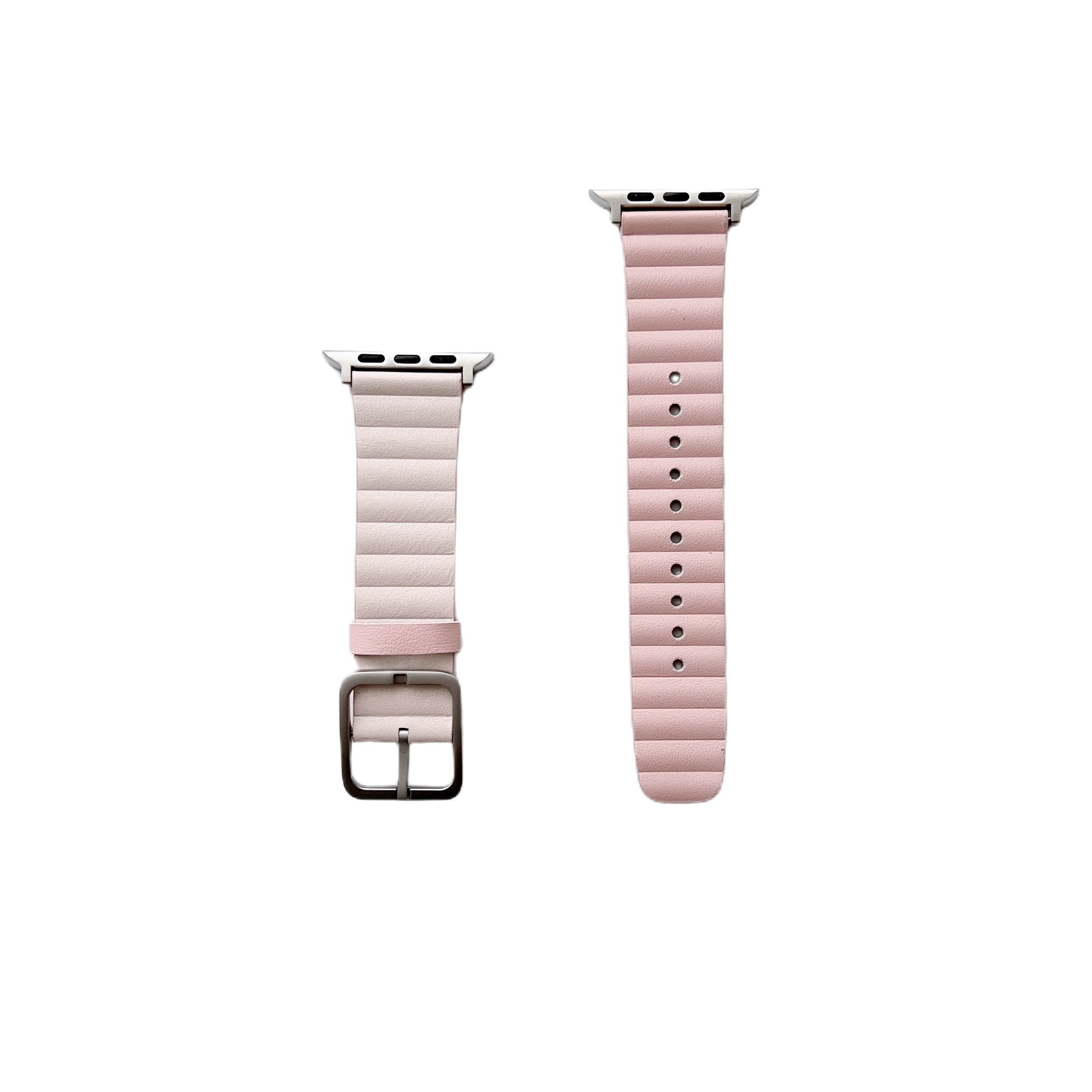 Apple double-sided bamboo watch strap, genuine leather with multiple color configurations