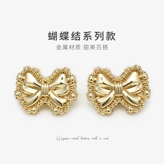 金色蝴蝶结纽扣复古风衣服装饰扣子上衣女西装毛衣大衣扣金属钮扣