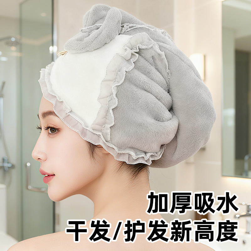 新款韩版蕾丝蝴蝶结干发帽樱花干发帽女加厚超强吸水开学季热品
