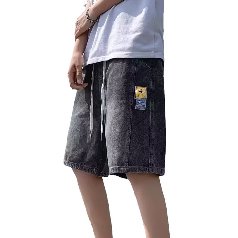 2024 pantalones cortos de mezclilla de verano para hombres de estilo fino de verano pantalones cortos casuales coreanos rectos sueltos