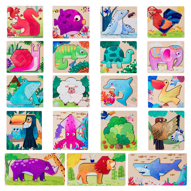 Educación temprana para niños, cognición animal, escena de doble cara, rompecabezas tridimensional, panel de emparejamiento, juego digital de doble cara, juguetes de madera