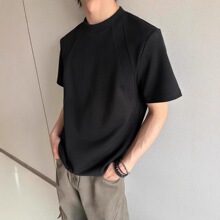 美式纯色太空棉空气层正肩短袖男款夏季boxy版型抗皱硬挺T恤半袖T