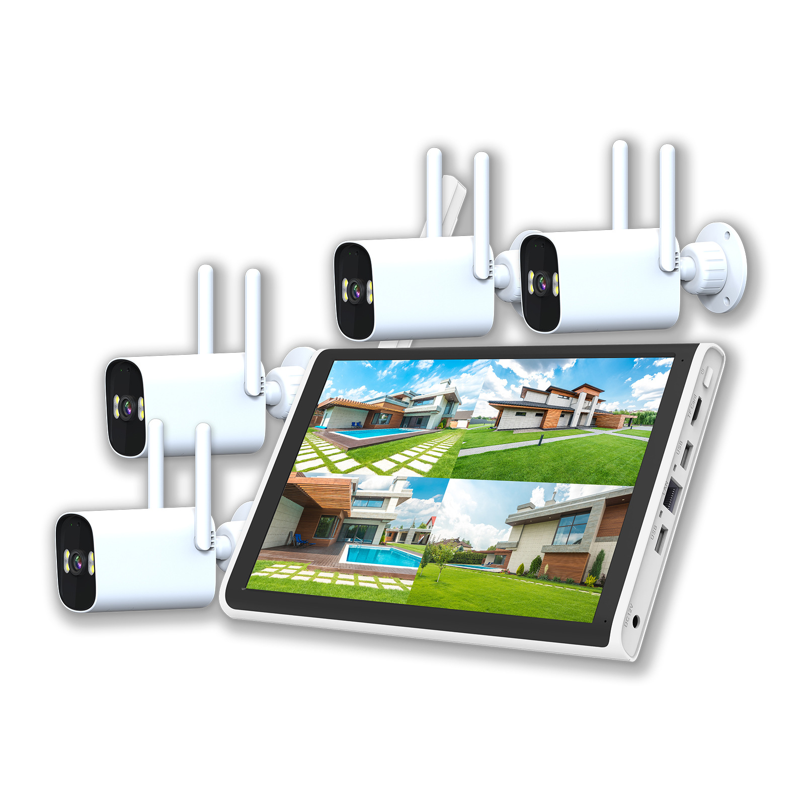 Monitoreo inalámbrico transfronterizo NVR con paquete de pantalla 10.1 pulgadas fábrica icsee paquete de monitor de cámara de pistola