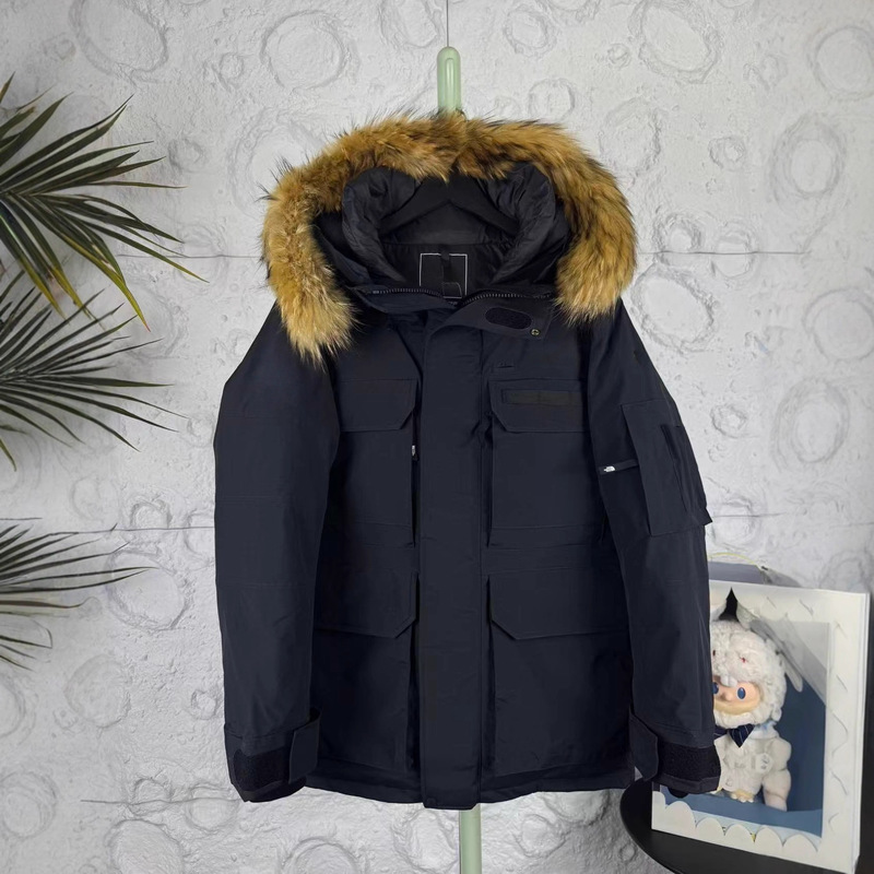 High-Quality North Face 23Fw Polar Collaboration Series Workwear Fur Collar Parka down Jacket 80% White Duck down Hooded Coat