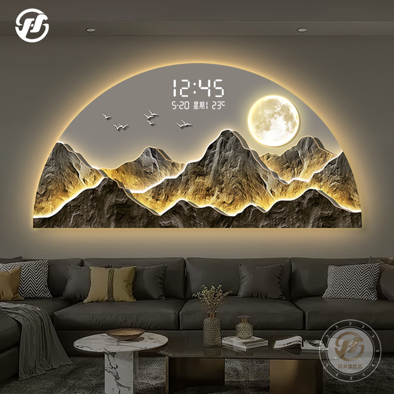 Atmosfera paisaje sala de estar pintura de decoración lujosa ligera buena significación detrás de la columna colgante pantalla digital electrónica pintura de lámpara de sala de té dormitorio