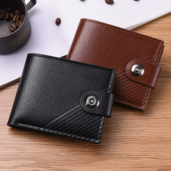 Factory Spot Direct Sales Fashionable Embossed Men's Wallet Short Single Magnetic Buckle Wallet Coin Purse Card Holder Wallet Wholesale