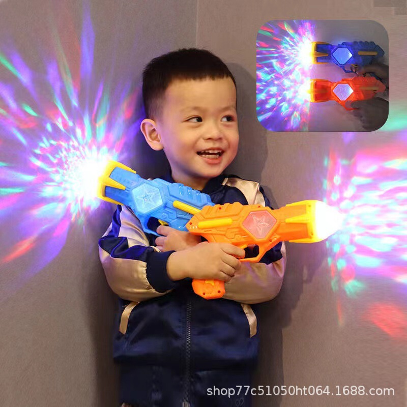 Children's electric toy gun little boy baby projection sound pistol electric colorful light music night market stall supply