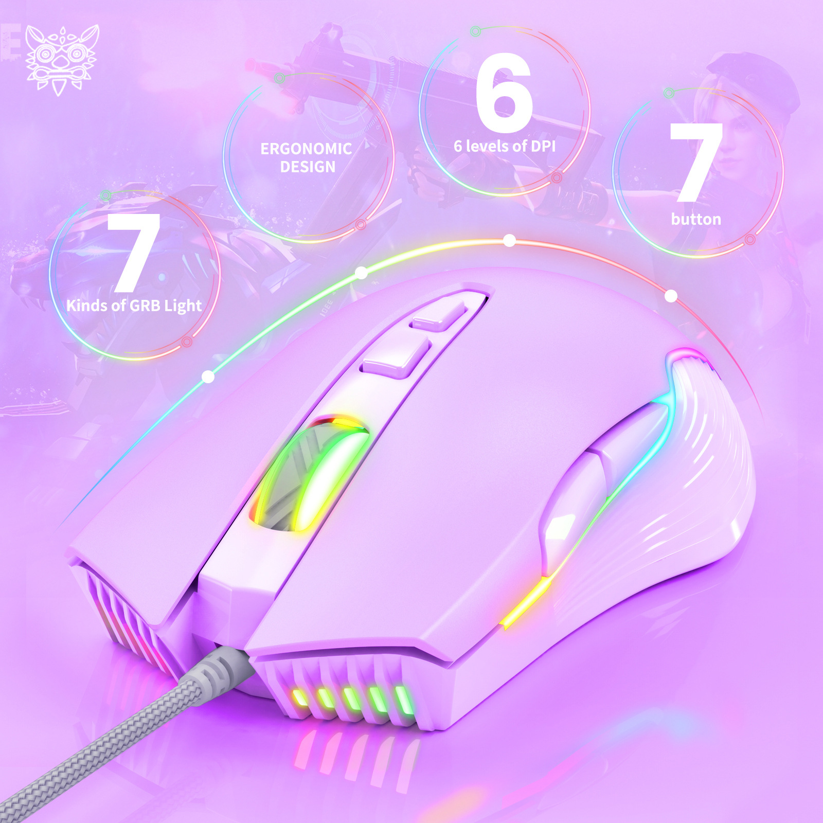 Gaming Mouse Rgb With Macro Definition And Backlight Pink Matte_voghion.com