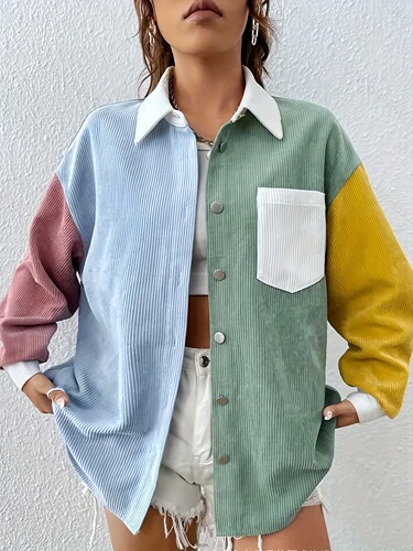 European and American style corduroy coat is a must-have for European and American girls in wardrobes. It becomes fashionable and becomes fashionable. ICON casual and all-match.