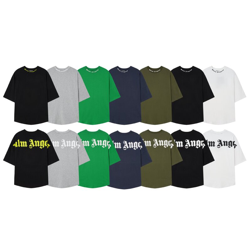 European and American High Street Hip-Hop Palm Angels Pa Trendy Letter Foam Print Bat Short-Sleeve Loose Unisex Printed T-Shirt
