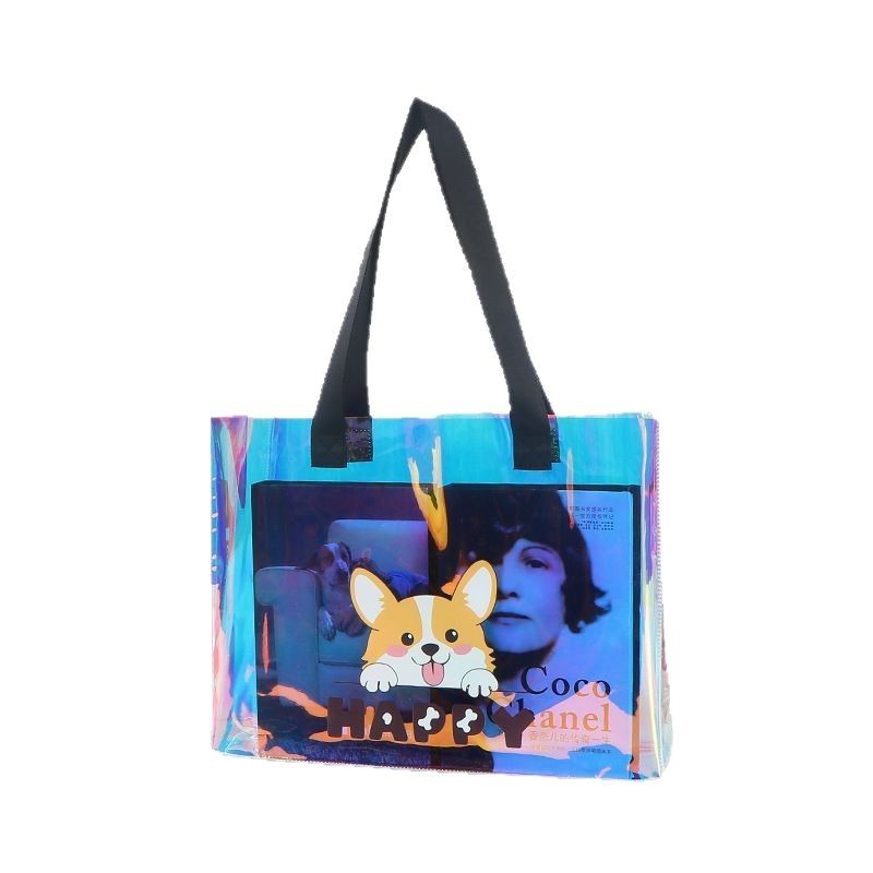 Bolsa de mano láser de PVC personalizada exhibición de regalos transparentes bolsas de regalo coloridas paquetes de gelatina transparentes personalizados