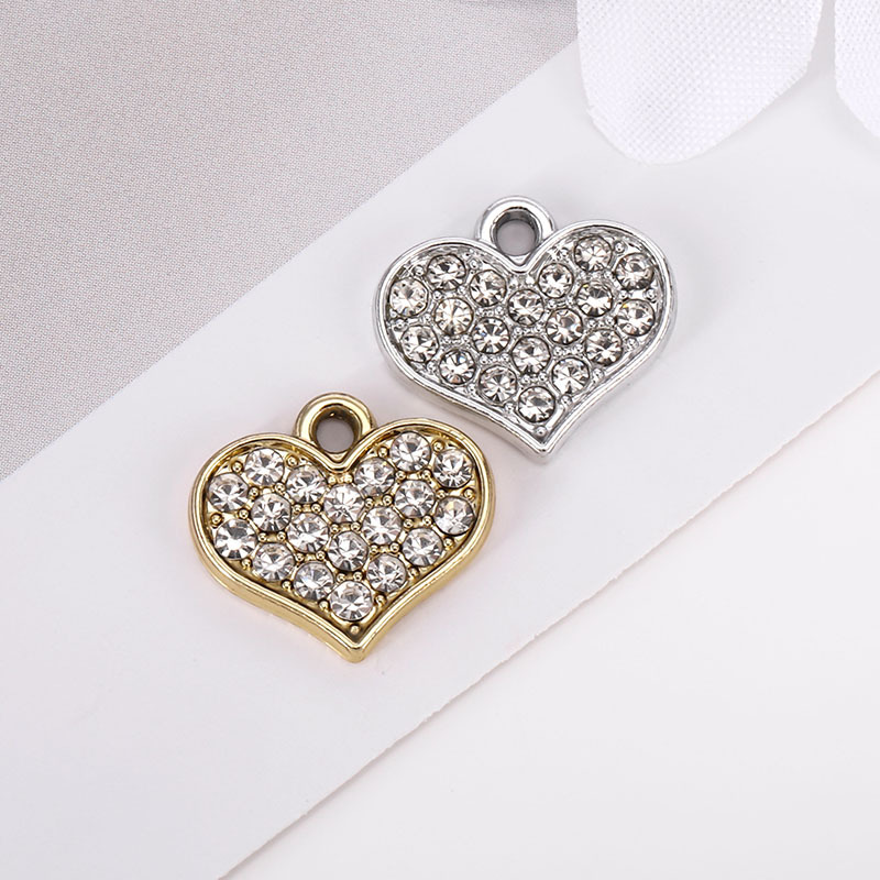 新款钻石桃心爱心配饰挂件简约镶钻合金饰品小吊坠diy服饰钥匙扣