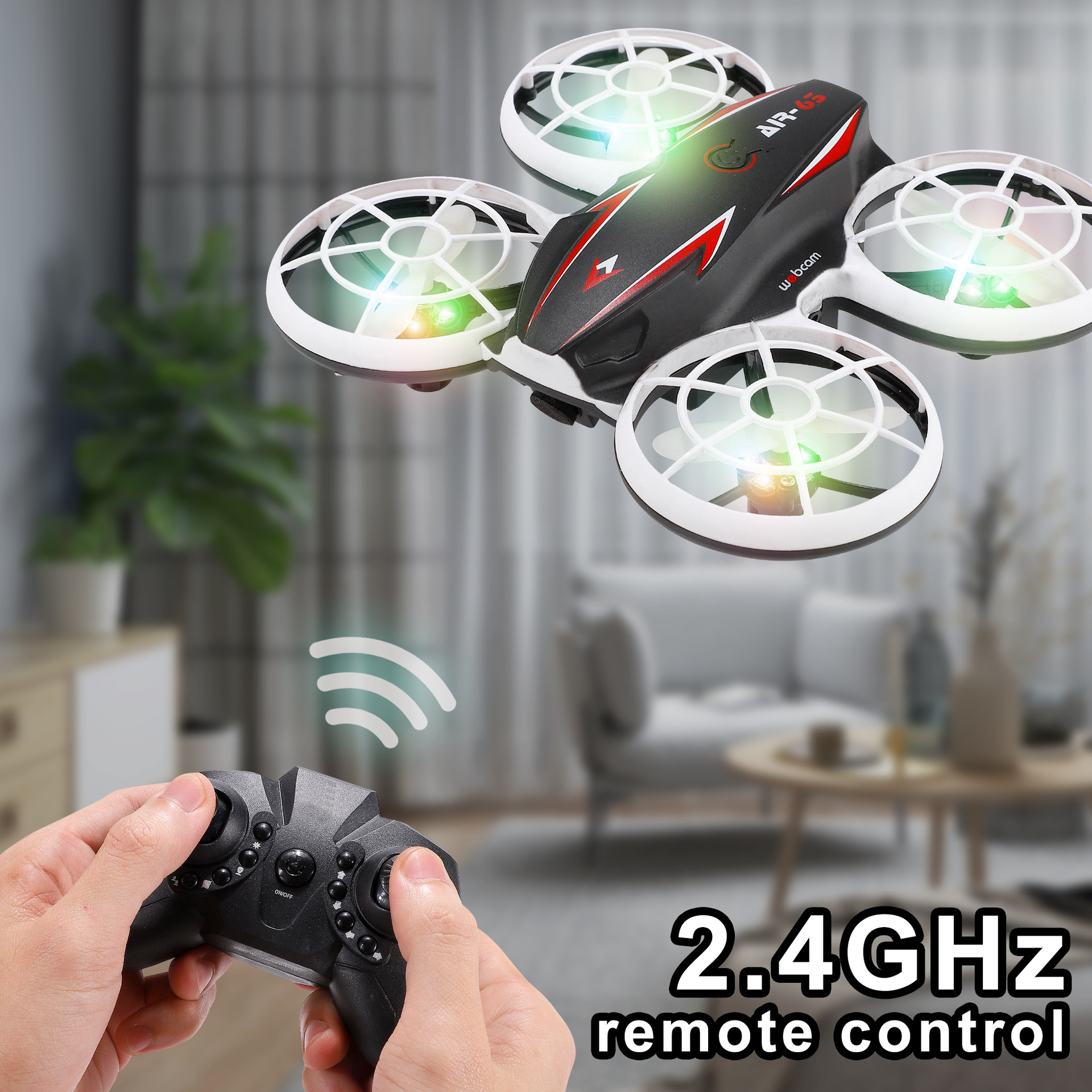 Quadcopter de Control Remoto con Evitación de Obstáculos Transfronterizo, con Mantenimiento de Altitud y Luces, Modelo de Avión de Juguete con Fotografía Aérea de Alta Definición de 2.4G.