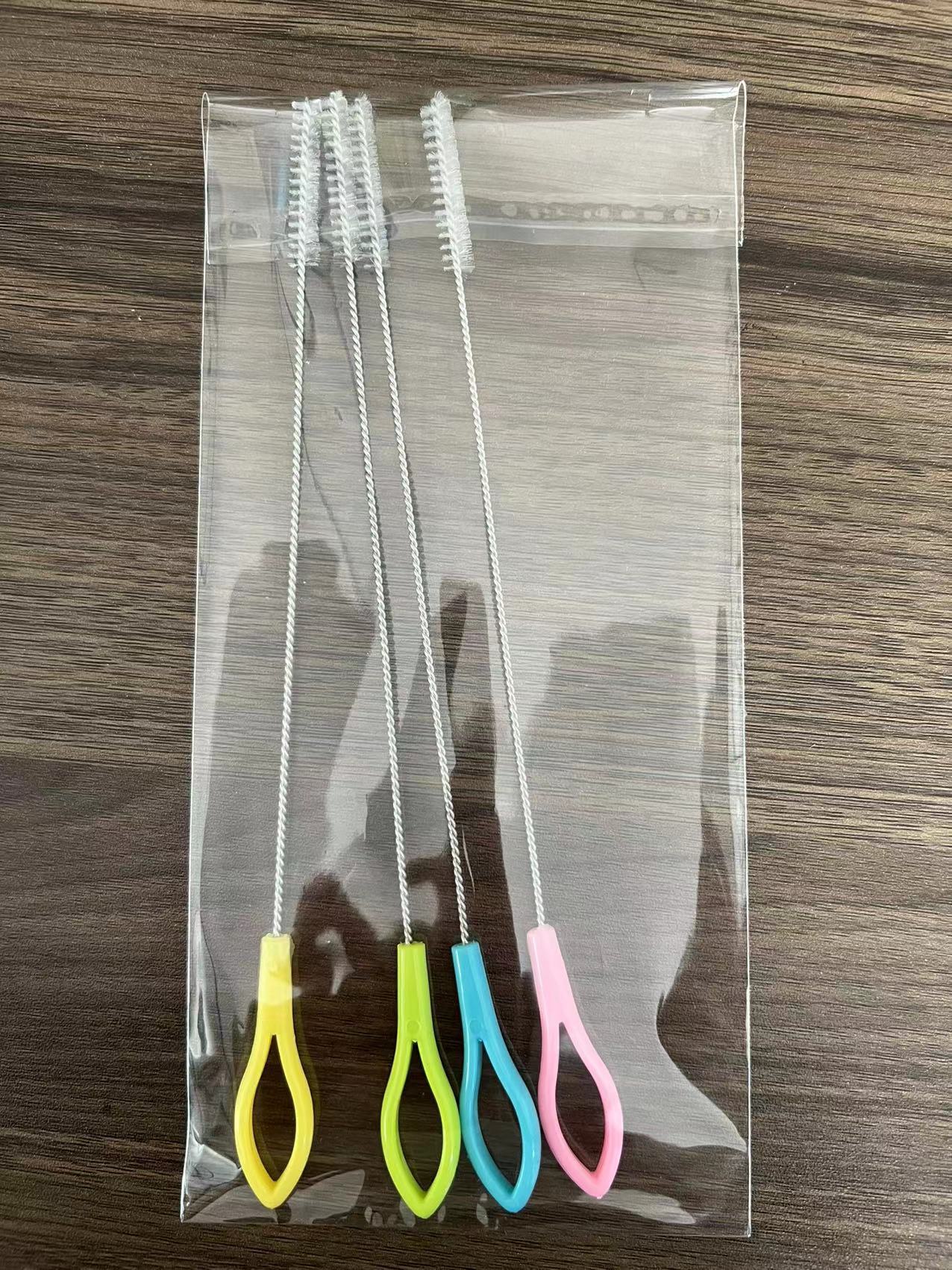 Sin embalaje independiente cepillo de paja de acero inoxidable botella de alimentación paja cepillo de nylon suministros de limpieza traje 4 piezas