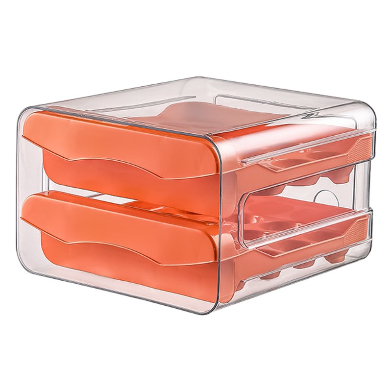 Refrigerator drawer egg storage box transparent thickened 32-grid egg box food grade double-layer stackable crisper