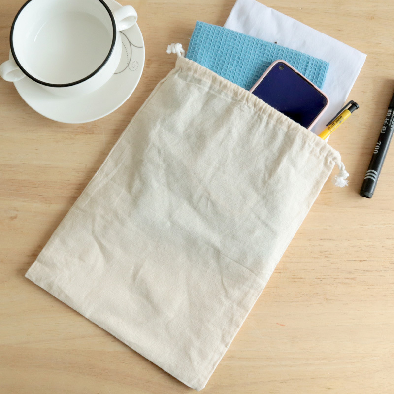 Bolsa de almacenamiento Bolsa de almacenamiento de artículos diversos de punto de fábrica Bolsa de cordón de algodón 22*29cm a prueba de polvo portátil