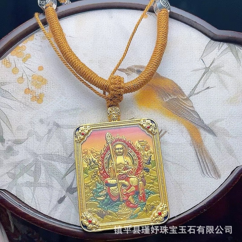 厂家批发双面立体唐卡吊坠地藏王谛听鎏金挂坠饰品吊坠嘎乌盒挂件|undefined